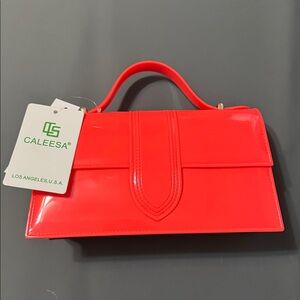 Caleesa Jelly Fluorescent Orange Women's Handbag with Strap, NEW